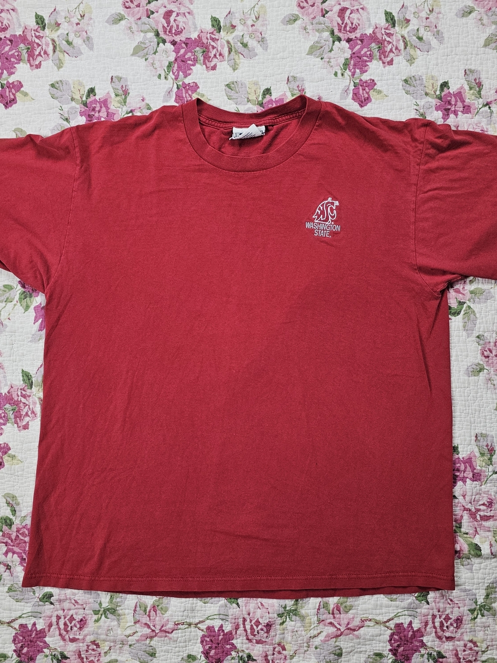 VTG Lee Sport Washington State Cougars Logo Cotton Crew Neck T-Shirt Red XL